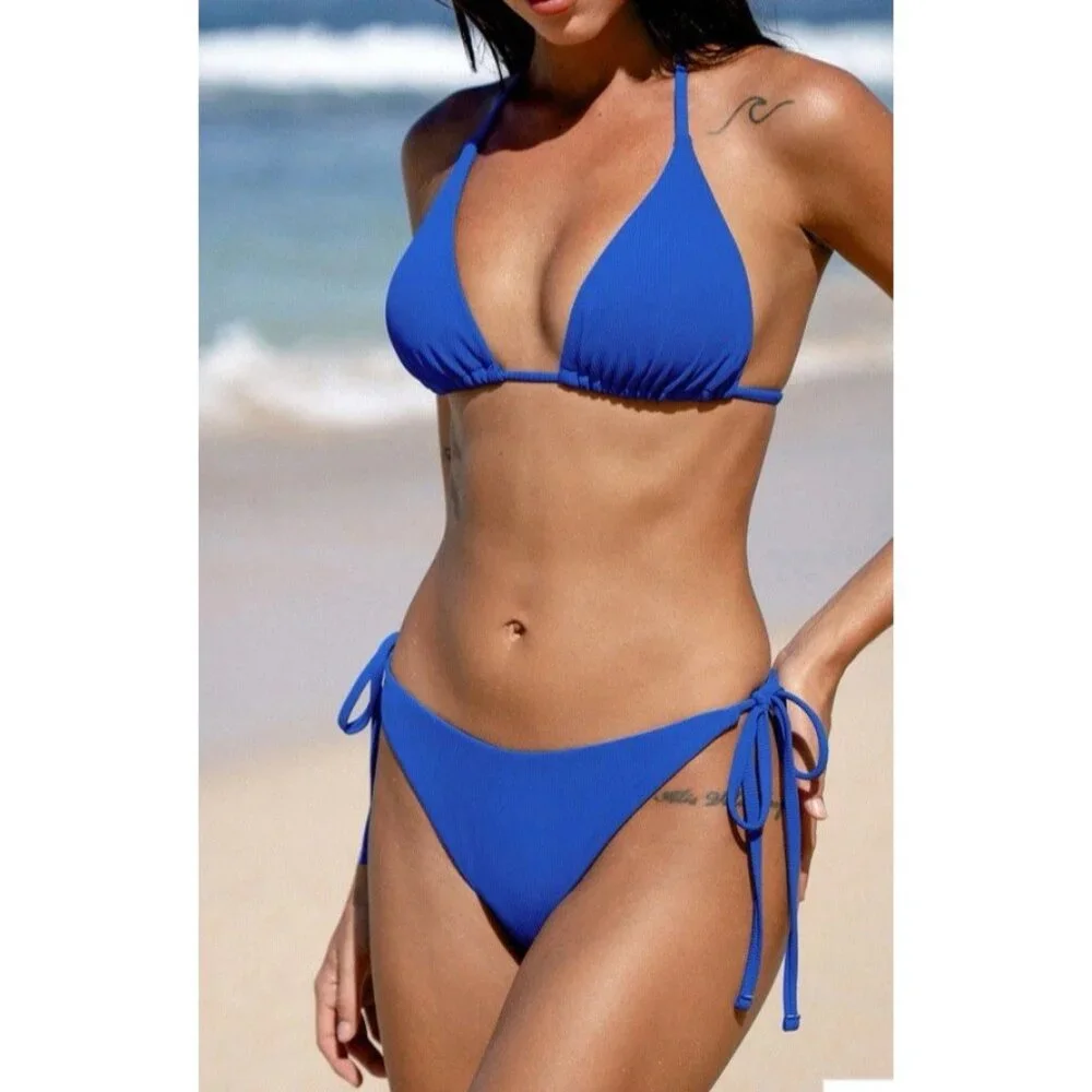 Berlook Two Piece Royal Blue String Bikini Swimsuit Size M Medium NWT NEW W Bag - Picture 2 of 16